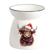 Load image into Gallery viewer, Festive Highland Cow Tealight Wax Melt Warmer & Oil Burner