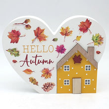 Load image into Gallery viewer, Autumn Leaves Standing Heart Plaque - KELLY'S SMELLIES