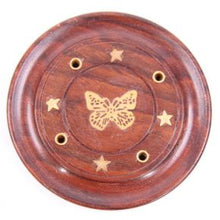 Load image into Gallery viewer, Round Incense Ash Catcher Sheesham Wood - KELLY'S SMELLIES