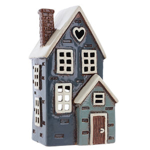 Village Pottery Navy House With Porch Candle Holder