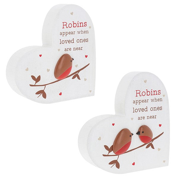 Robins Appear When Angels Are Near Standing Heart Plaque - KELLY'S SMELLIES