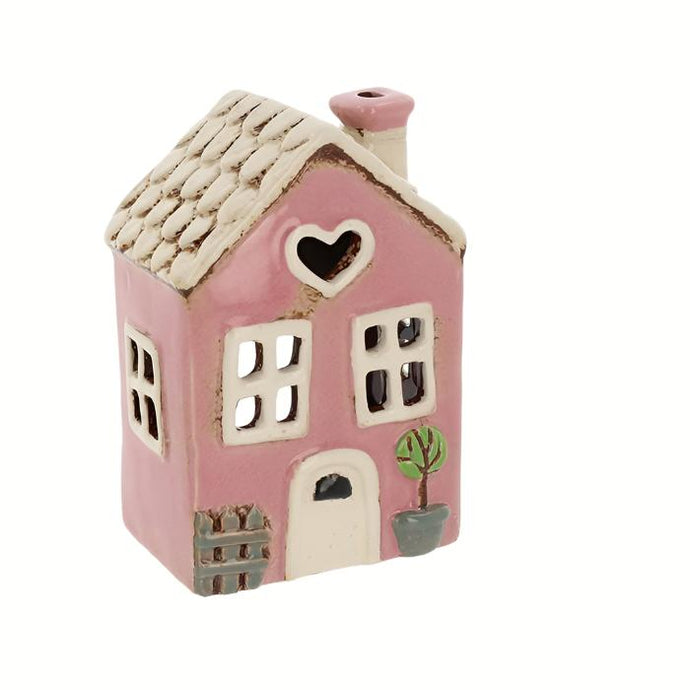 Village Pottery Garden Heart House Pink Tealight Holder - KELLY'S SMELLIES