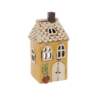 Village Pottery Yellow Garden House Tealight Candle Holder