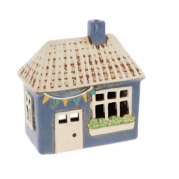 Village Pottery Garden House Blue Tealight Holder - KELLY'S SMELLIES