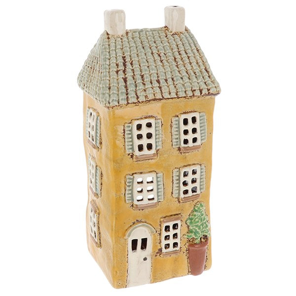 Tall Yellow Village Pottery House With Shutters