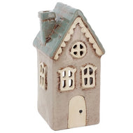 Grey Village Pottery Scalloped House Tealight Candle Holder