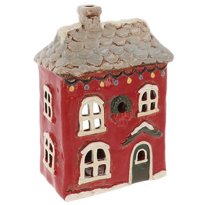 Village Pottery  Christmas Garden House Candle Holder