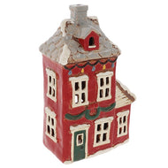 Village Pottery Christmas Wreath House Candle Holder