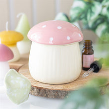Load image into Gallery viewer, Pink Mushroom Oil Burner - Ceramic Tealight Wax Melt &amp; Fragrance Warmer
