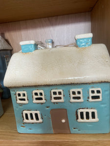 Blue Large Village Pottery Tealight Holder - KELLY'S SMELLIES