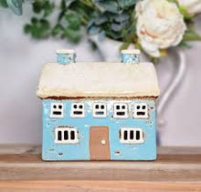 Load image into Gallery viewer, Blue Large Village Pottery Tealight Holder - KELLY&#39;S SMELLIES
