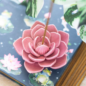 Pink Waterlily Ceramic Incense Holder