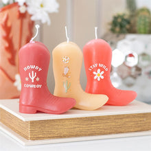 Load image into Gallery viewer, Trio Of Cowboy Boot Candles - Novelty Unscented Western Candles
