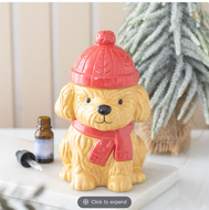Winter Puppy Oil Burner with Bobble Hat Lid