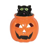 Halloween Pumpkin Melt Warmer With Black Cat - KELLY'S SMELLIES
