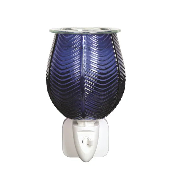 Blue lustre ribbed plug in wax melt warmer decorative
