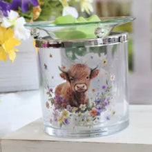 Load image into Gallery viewer, Highland Cow Glass Tealight Wax Melt Warmer – 10cm
