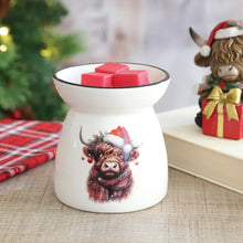 Load image into Gallery viewer, Festive Highland Cow Tealight Wax Melt Warmer &amp; Oil Burner
