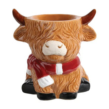 Load image into Gallery viewer, Highland Cow with Scarf Tealight Wax Melt Warmer
