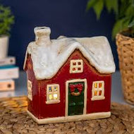 Traditional Christmas House Village Pottery Candle Holder - KELLY'S SMELLIES