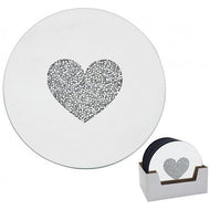 Heart Crushed Crystal Mirrored Candle Plate - KELLY'S SMELLIES
