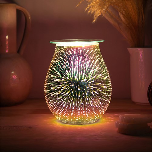 Glass starburst electric wax melt warmer with decorative design