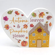 Autumn Leaves Standing Heart Plaque