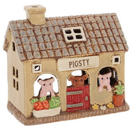 Village Pottery Pig Sty Tealight Candle Holder