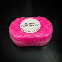 Load image into Gallery viewer, Pink soap sponge in cellophane packaging
