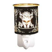Load image into Gallery viewer, Black &amp; Gold Highland Cow Plug In Mini Wax Melt Warmer
