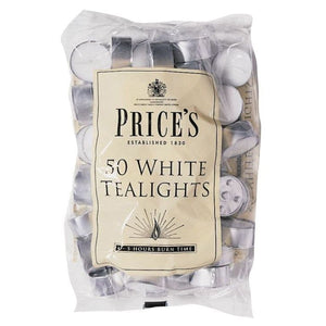 Price's Candles White Tealights Pack Of 50 - KELLY'S SMELLIES