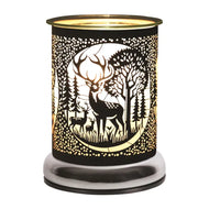 Black silhouette deer family electric wax melt warmer nature design