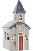 Load image into Gallery viewer, Village Pottery Grey Church Tea Light Candle Holder - KELLY&#39;S SMELLIES
